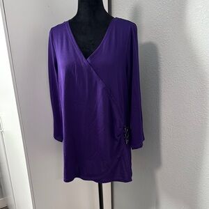 Elegant Women's V-Neck Blouse in Rich Purple